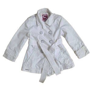 Sarahanda Jacket Short Collared girl Coat with Belt White 5 years A001156